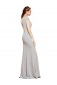 Wholesale Open Back Dark Navy A-Line Boat Neck Long Prom Dress Canada