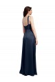 Wholesale Low Back Dark Navy A-Line Cowl Neck Long Prom Dress Canada