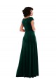Wholesale Dark Green A-Line Cowl Neck Long Black Tie Prom Dress Canada