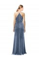 Wholesale Keyhole Back Dusty Blue A-Line Cowl Neck Long Prom Dress Canada