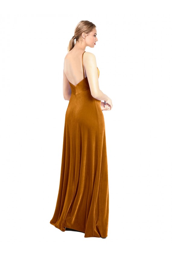 Wholesale Gold A-Line Cowl Neck Long Prom Dress Canada