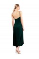 Wholesale Low Back Dark Green A-Line Cowl Neck Midi Length Prom Dress Canada
