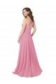 Wholesale Keyhole Back Skin Pink A-Line Halter Neck Long Prom Dress Canada