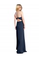 Wholesale Open Back Dark Navy A-Line Halter Neck Long Prom Dress Canada