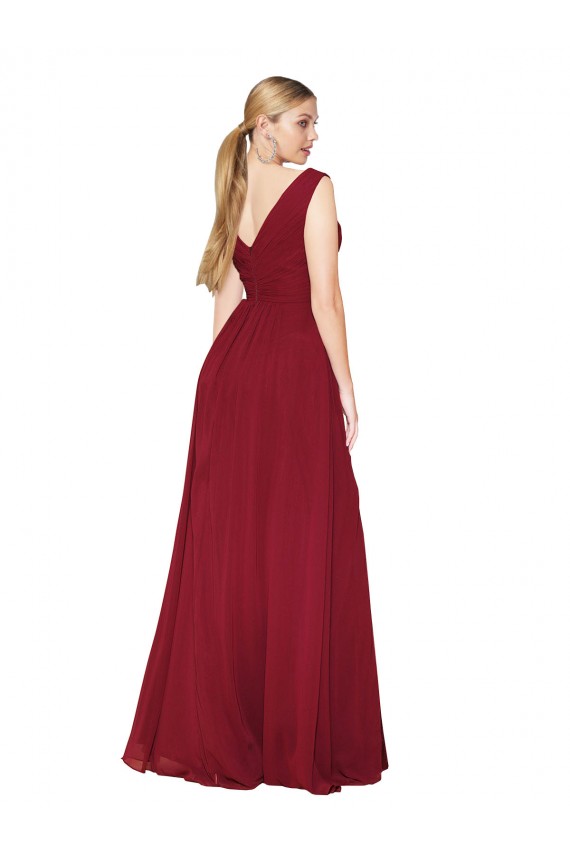 Wholesale V-Back Burgundy A-Line High Neck Long Black Tie Prom Dress Canada