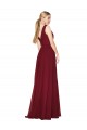 Wholesale V-Back Burgundy A-Line High Neck Long Prom Dress Canada