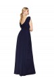 Wholesale Dark Navy A-Line V-Neck Long Soft Chiffon Prom Dress Canada