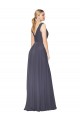 Wholesale V-Back Dusty Blue A-Line High Neck Long Prom Dress Canada