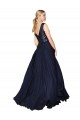 Wholesale Dark Navy A-Line V-Neck Long Soft Chiffon & Sequin Prom Dress Canada