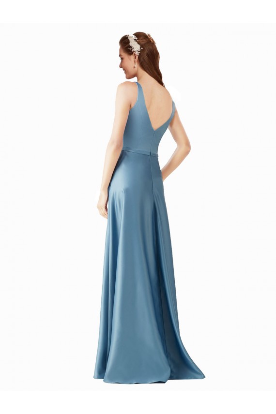 Wholesale A-Line High Neck Long Black Tie Prom Dress Canada