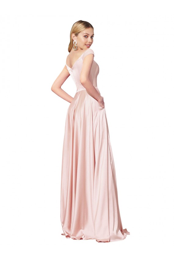 Wholesale Pink A-Line High Neck Long Prom Dress Canada