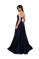 Wholesale Low Back Dark Navy A-Line High Neck Long Prom Dress Canada