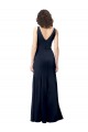 Wholesale V-Back Dark Navy A-Line High Neck Long Prom Dress Canada