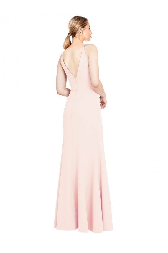 Wholesale V-Back Pink A-Line High Neck Long Prom Dress Canada