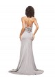 Wholesale Low Back A-Line High Neck Sweep Train Prom Dress Canada