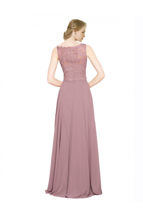 Wholesale A-Line Illusion Neck Long Black Tie Prom Dress Canada