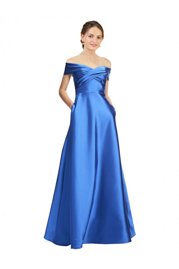 Wholesale A-Line Off the Shoulder Long Black Tie Prom Dress Canada
