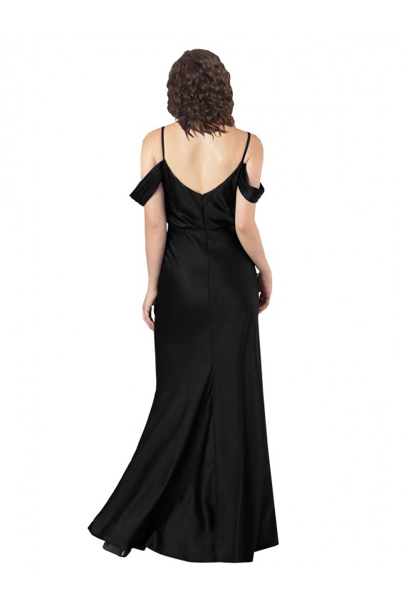 Wholesale Low Back Black A-Line Off the Shoulder Long Prom Dress Canada