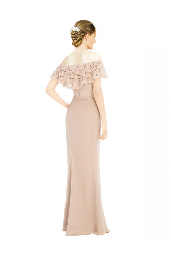 Wholesale Champagne A-Line Off the Shoulder Long Prom Dress Canada