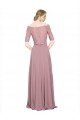 Wholesale A-Line Off the Shoulder Long Soft Chiffon & Lace Prom Dress Canada