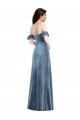 Wholesale Low Back Dusty Blue A-Line Off the Shoulder Long Prom Dress Canada