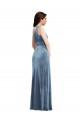 Wholesale Dusty Blue A-Line Off the Shoulder Long Stretch Velvet Prom Dress Canada