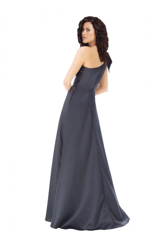 Wholesale Satin A-Line One Shoulder Sleeveless Long Prom Dress Canada