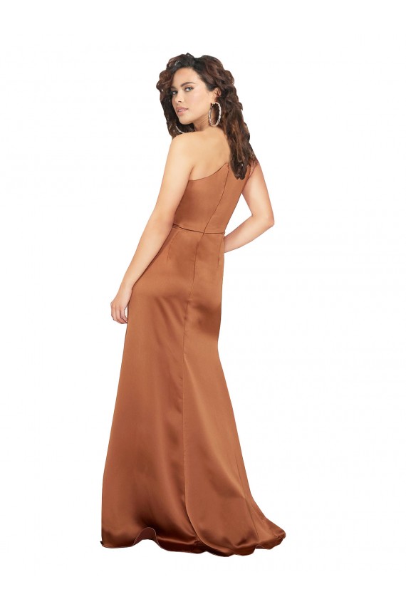 Wholesale Orange A-Line One Shoulder Long Prom Dress Canada