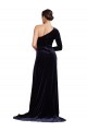 Wholesale Dark Navy A-Line One Shoulder Sweep Train Prom Dress Canada