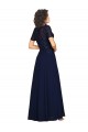 Wholesale Dark Navy A-Line Round Neck Long Prom Dress Canada