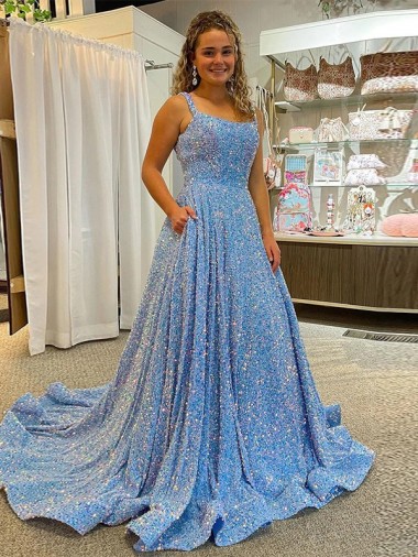 Wholesale A-Line Scoop Neck Court Train Prom Dress Canada