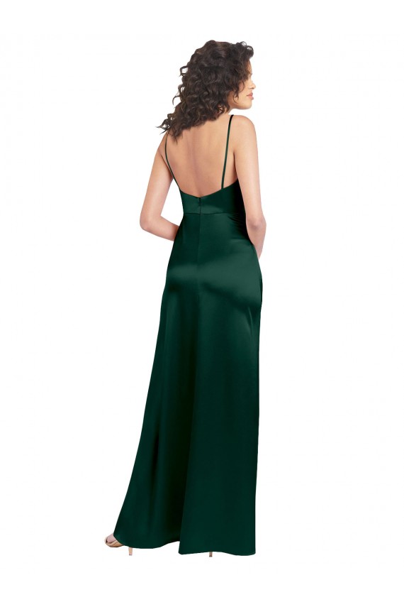 Wholesale Open Back Hunter A-Line Scoop Neck Long Prom Dress Canada