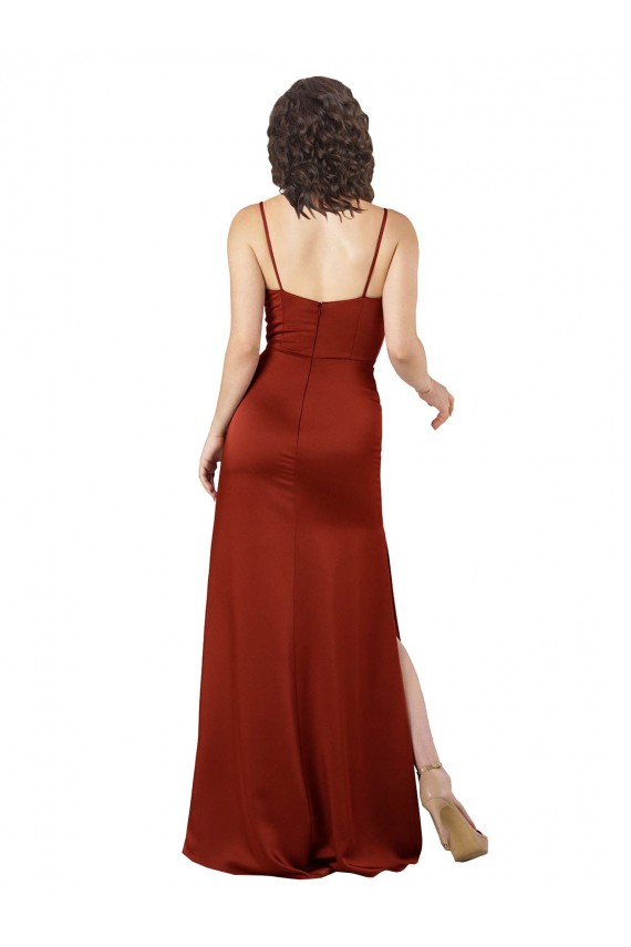 Wholesale Low Back Red A-Line Square Neck Long Prom Dress Canada