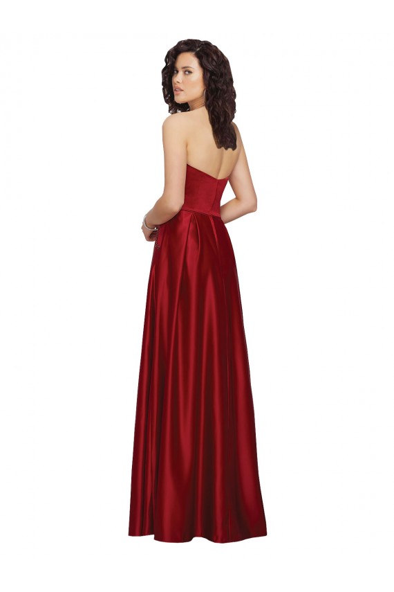 Wholesale Dark Red A-Line Strapless Long Prom Dress Canada