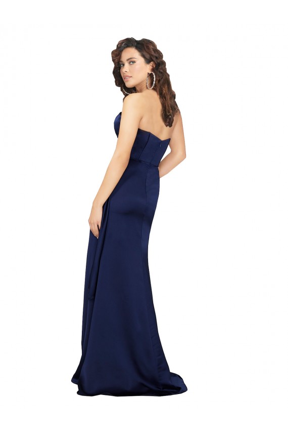 Wholesale Sapphire A-Line Strapless Long Prom Dress Canada