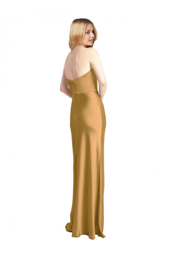 Wholesale Gold A-Line Strapless Long Prom Dress Canada