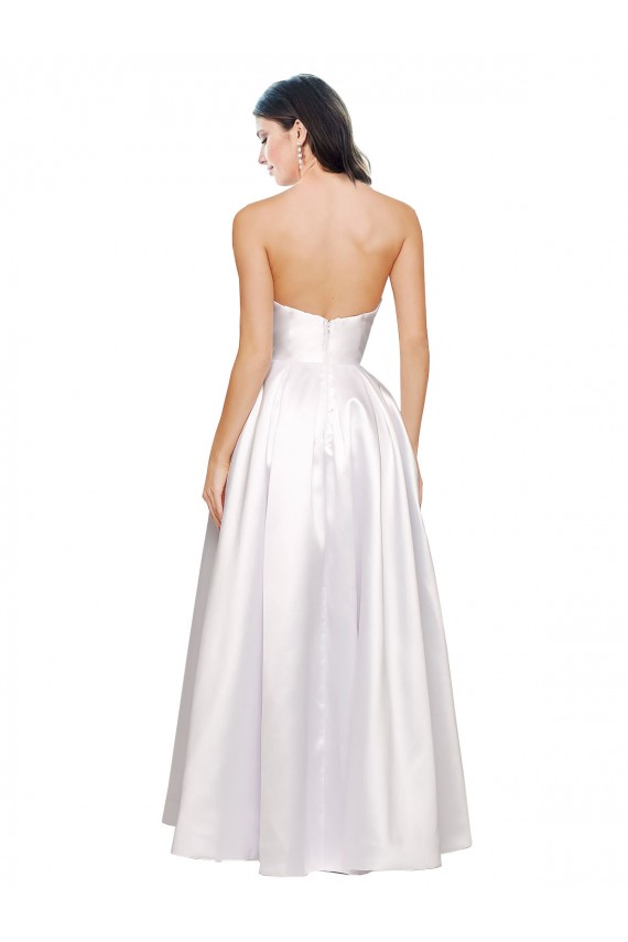 Wholesale Low Back White A-Line Strapless Long Prom Dress Canada
