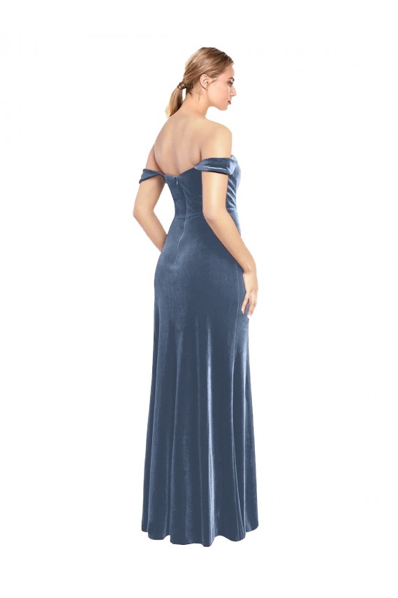 Wholesale Dusty Blue A-Line Strapless Long Prom Dress Canada
