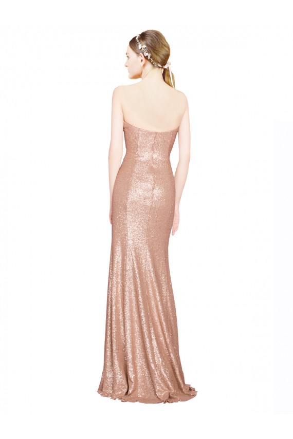Wholesale Low Back Rose Gold A-Line Sweetheart Long Prom Dress Canada