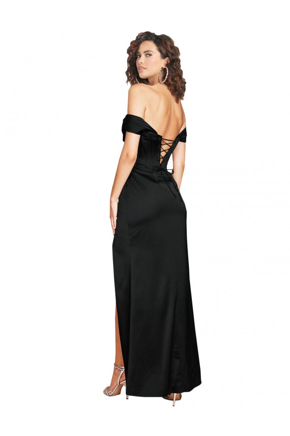 Wholesale Low Back Black A-Line Sweetheart Long Black Tie Prom Dress Canada