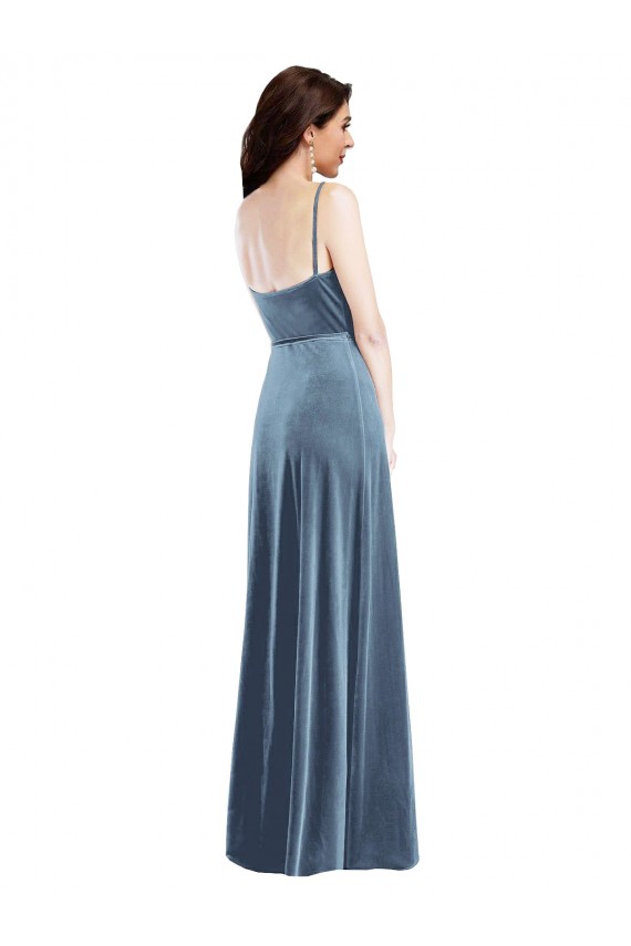 Wholesale Low Back Dusty Blue A-Line Sweetheart Long Prom Dress Canada