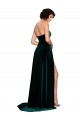 Wholesale Low Back Dark Green A-Line Sweetheart Sweep Train Prom Dress Canada