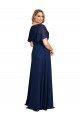 Wholesale Dark Navy A-Line V-Neck Long Plus Size Formal Prom Dress Canada