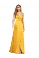 Wholesale A-Line V-Neck Long Silk like Satin Prom Dress Canada