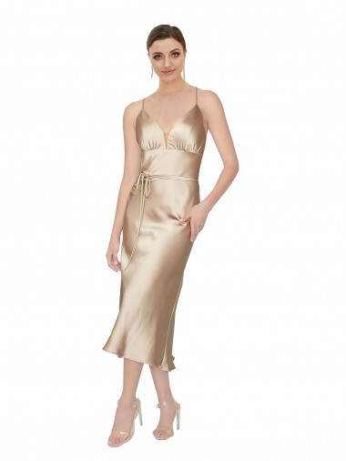 Wholesale A-Line V-Neck Midi Length Prom Dress Canada