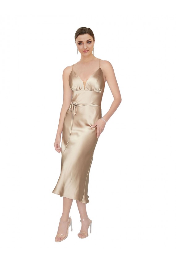 Wholesale A-Line V-Neck Midi Length Prom Dress Canada