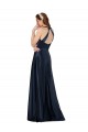 Wholesale Keyhole Back Dark Navy A-Line V-Neck Long Prom Dress Canada