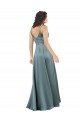 Wholesale Black A-Line V-Neck Long Silk like Satin Prom Dress Canada