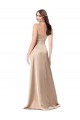 Wholesale Low Back Champagne Pink A-Line V-Neck Long Prom Dress Canada