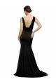 Wholesale Low Back Black A-Line V-Neck Sweep Train Prom Dress Canada